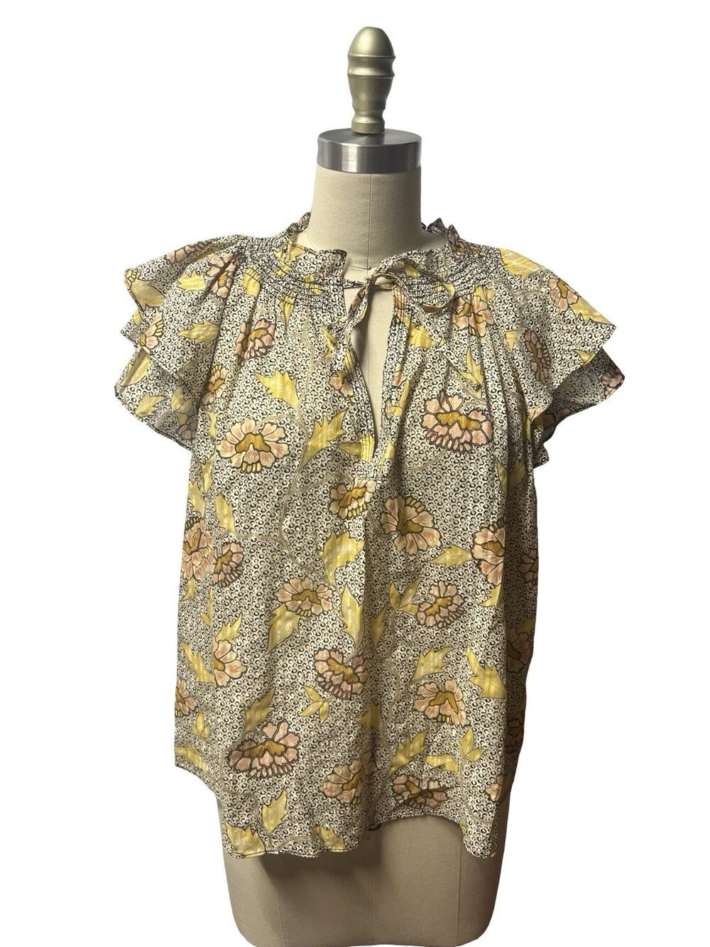 Ulla Johnson Annie Chrysanthemum Floral Ruffled Sleeve Top Blouse Size 8